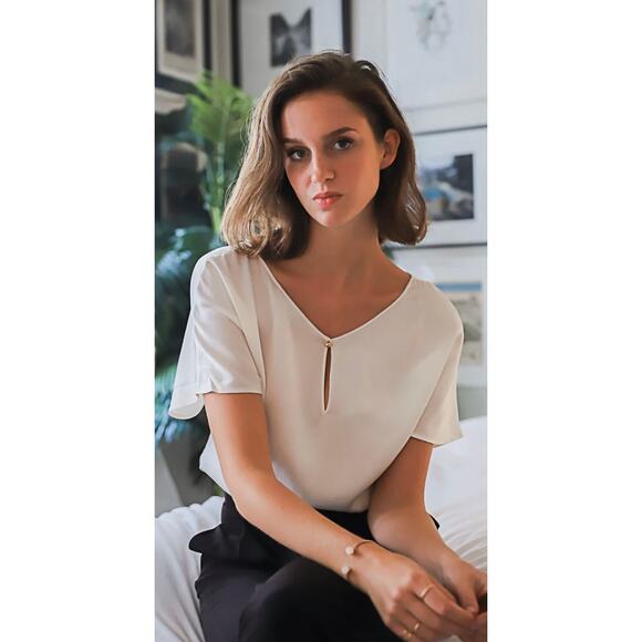 Ravella White Verona Reversible Silk Blouse - Picture 2 of 10